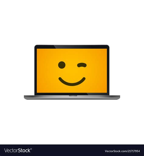 Yellow Emoji Smiling On Laptop Screen Royalty Free Vector