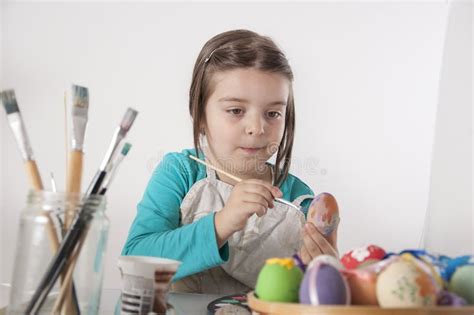 Cute Little Girl With Easter Egg Stock Photo Image Of Happy Coloring