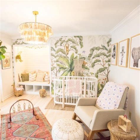 Gallery wrap canvas, framed fine art prints, framed canvas art Jungle Wallpaper Mural | Nursery baby room, Neutral ...