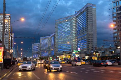New Arbat Street After Sunset Moscow Russia Editorial Photo Image