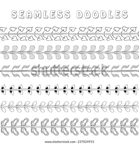 Seamless Doodles Floral Elements Borders Lines Stock Vector Royalty