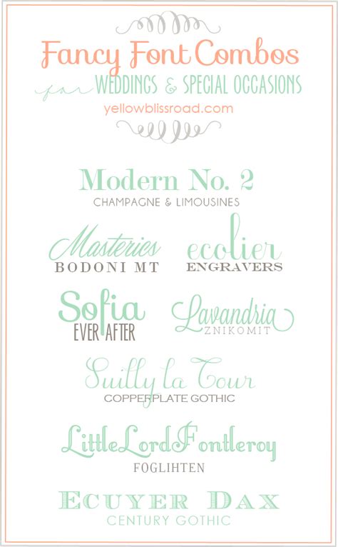 Fancy Font Combinations For Weddings And Special Occasions Yellow