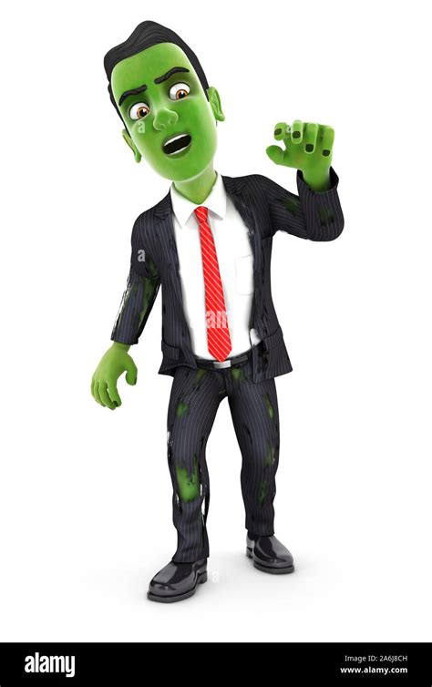 3d Businessman Turning Into Zombie Illustration With Isolated White