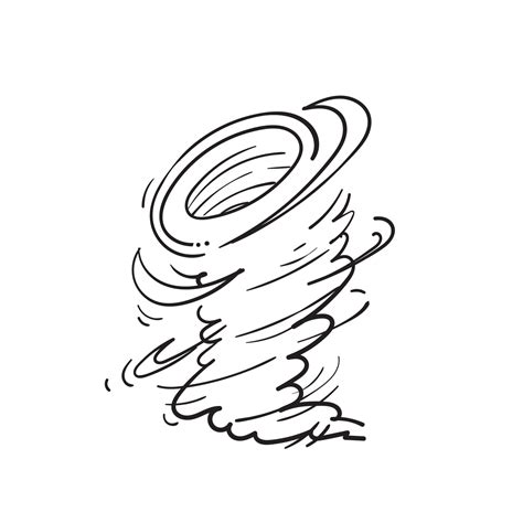 Hand Drawing Tornado Hurricane Icon Vector With Doodle Cartoon Style