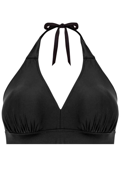 Black Halterneck Bikini Top Plus Size 16 To 36