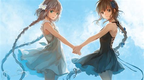 Anime Girl Best Friends Wallpapers Wallpaper Cave