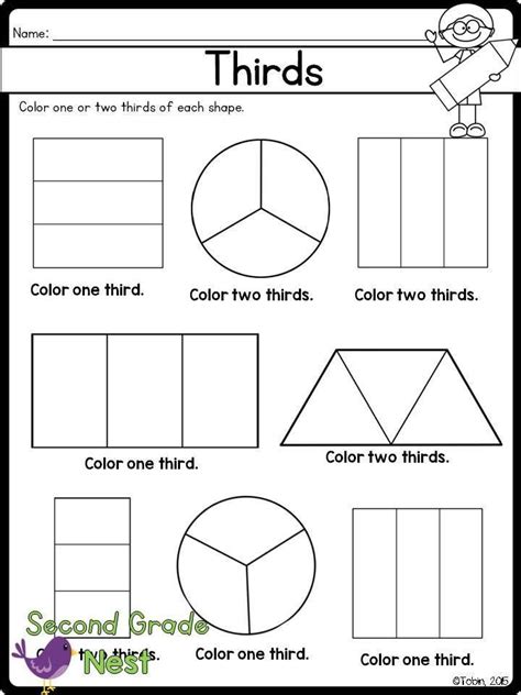 The focus areas of grade 1 lesson plans and worksheets are: Fractions Worksheet Printable- Thirds G.3 | Fractions ...