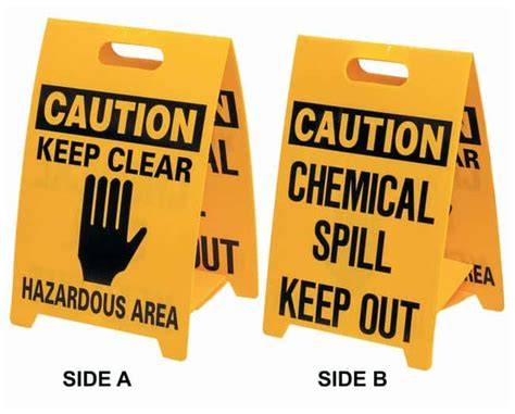 Brady Polypropylene Caution Floor Stand Chemical Spill Keep Out Black