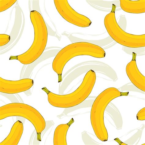 Seamless Vector Pattern With Yellow Bananas Banana Fruit Vector