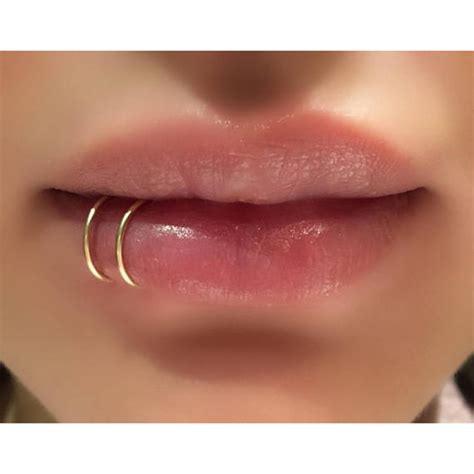 Jewelry Piercing Lip Ring Handmade Gold Double Cuff Punk Fashion Simple