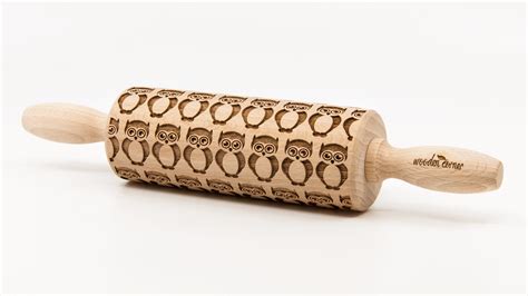 Owls 2 Pattern Rolling Pin Engraved Rolling Rolling Pin Embossed