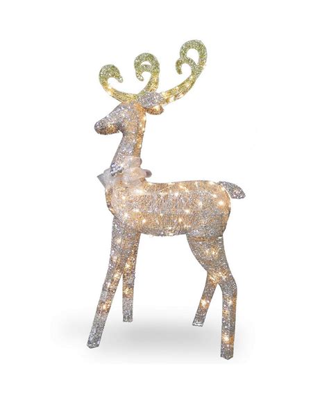 Sanno glitter reindeer decorations christmas deer with bell lovely decor holiday reindeer figurines standing silver glitter indoor decorative ornaments winter decor. National Tree Company 60" Reindeer Decoration with Clear ...