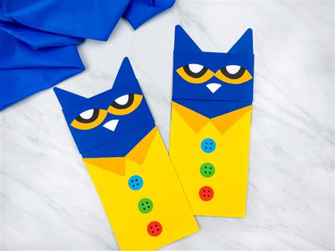 Hop on over to our sister site the kindness elves to read the whole, easy peasy process. Pete The Cat Paper Bag Puppet