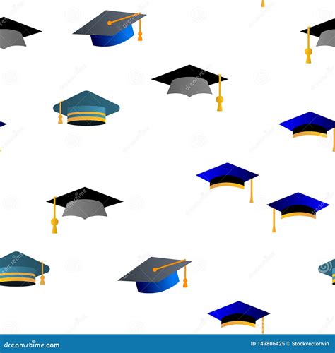 Mortarboard Academic Cap Vector Seamless Pattern Stock Vector