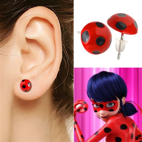 Miraculous Ladybug Adrien Marinette Stud Earrings Metal Circle Cosplay
