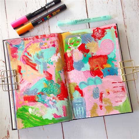 Colorful Mixed Media Art Journal Page