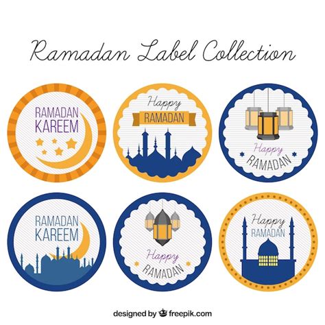 Free Vector Pack Of Ramadan Round Stickers