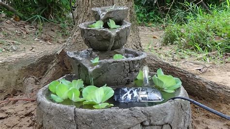 Repurposed dishes make easy waterfall | cement craft ideas - YouTube
