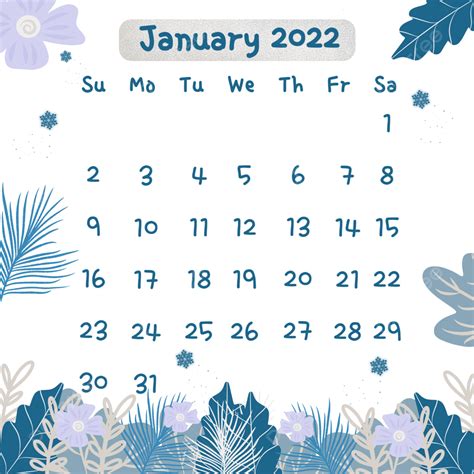January Calendar White Transparent January Calendar 2022 Ornament