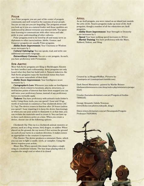 Check spelling or type a new query. Penguin Race (D&D 5e) in 2020 | Dnd races, D d races, Penguins