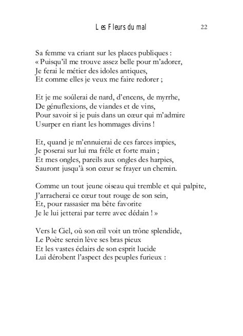 Charles baudelaire est un poète français. poeme les fleurs du mal