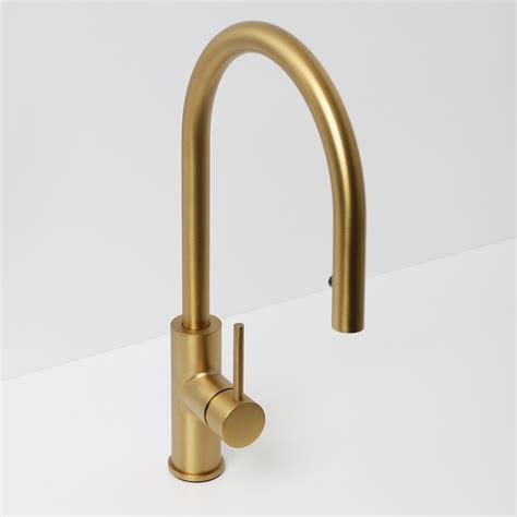Pull Out Kitchen Mixer Tap In Brushed Gold, Brass Pull Out ...