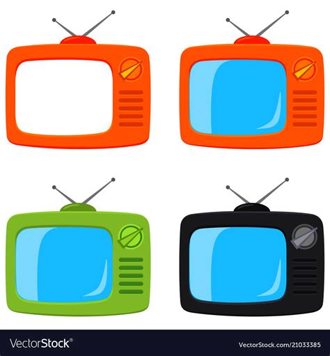 Colorful Cartoon Retro Tv Set Isolated On White Vector Image