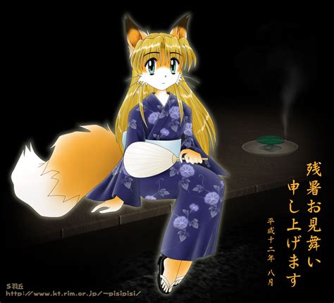 Safebooru 1girl Foxgirl Japanese Clothes Kimono Pisipisi Yukata 1605496