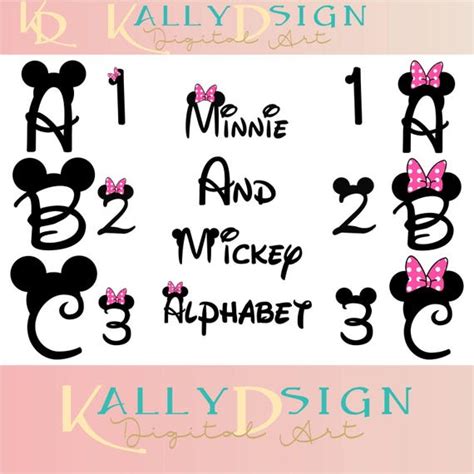 Mickey Ears Disney Svg Svg Files Alphabet Letters Minnie Etsy