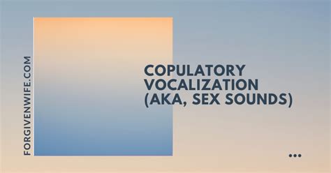 Copulatory Vocalization Aka Sex Sounds The Forgiven Wife