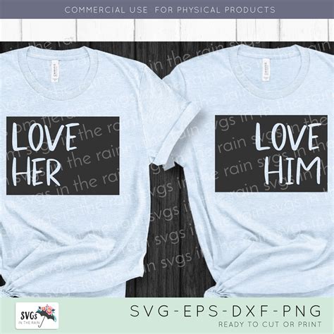 Simple Couple Shirts Svg Couples Shirts Svg Love Him Love Etsy