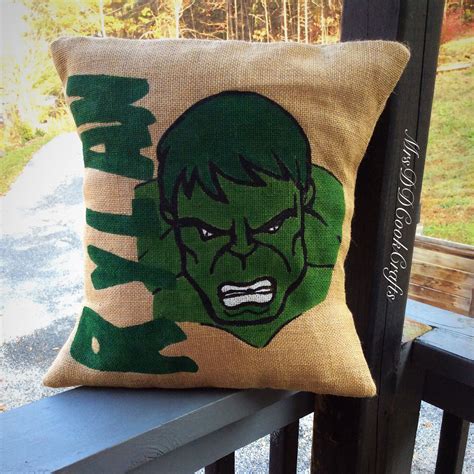 Hulk Pillow, Avenger Pillow, Marvel Comic Pillow, Kids Pillow, Burlap Pillow, Custom Pillow ...