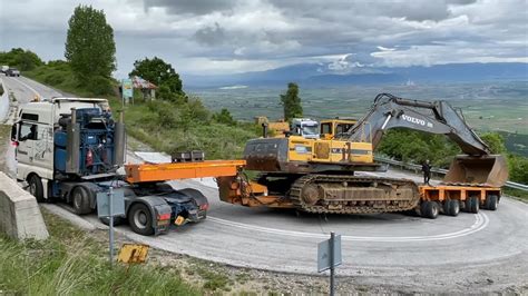 Transporting The Volvo Ec650 Excavator And The Caterpillar 235