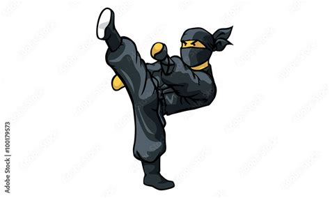 Ninja High Kick Stock Vector Adobe Stock