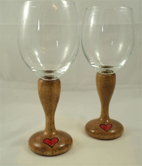Turned Wood Wooden Stem Wine Glasses Set Of By Willowswitchdesigns