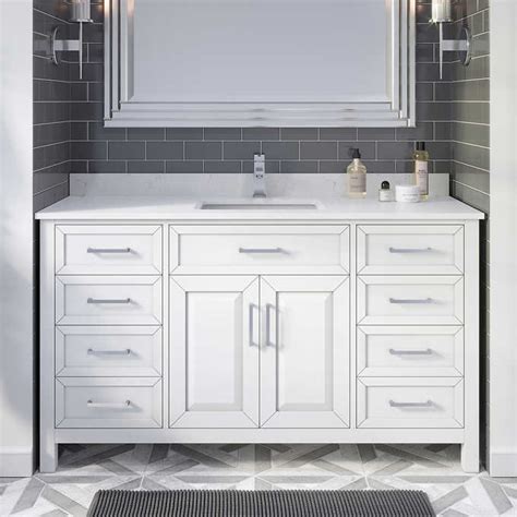 Issac Edwards Collection 60 Single Sink Bathroom Vanity In White Finish With Cultured Marble Top