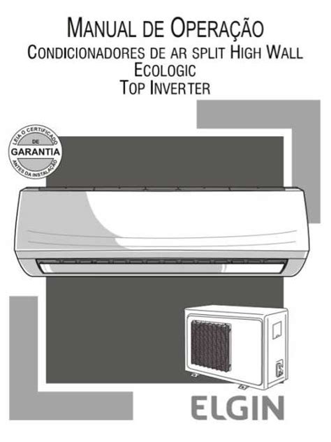 Manual Do Ar Condicionado Split Elgin Eco Inverter Frio 12000 BTU