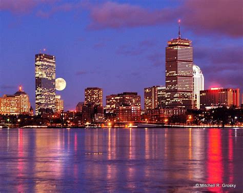 Boston Skyline At Night Boston Skyline At Night A Photo On