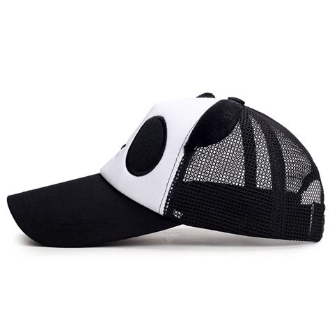 The back of the cap may have an adjuster. Panda baseball caps, Black and white panda baseball hats ...