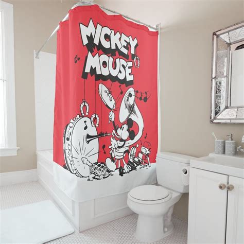 Vintage Mickey Silly Insturments Shower Curtain Zazzle Mickey Mouse