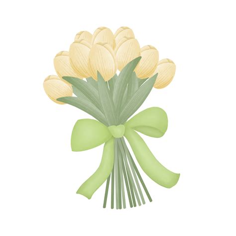 Yellow Tulips And Green Ribbon 25223389 Png