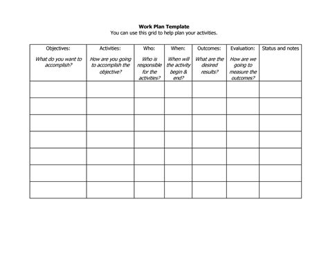 Work Plan 40 Great Templates And Samples Excel Word Templatelab