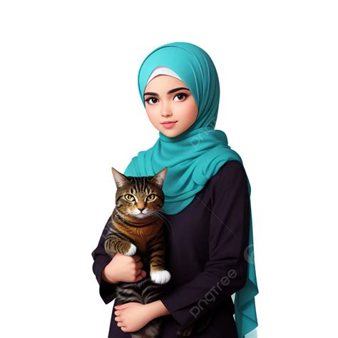 Hijab Girl Holding Cute Cat Ai Generated Girl Headscarf Ai Generated