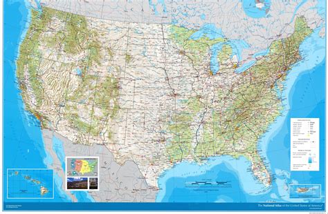 Large Detailed Road And Topographical Map Of The USA The USA Large Detailed Road And