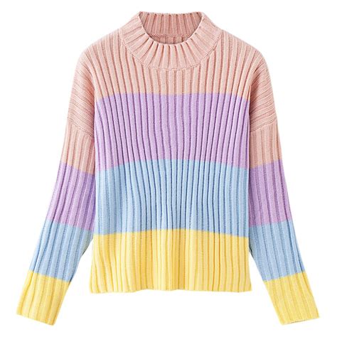 Kenancy Rainbow Colorful Cute Women Sweaters 2018 Autumn Winter