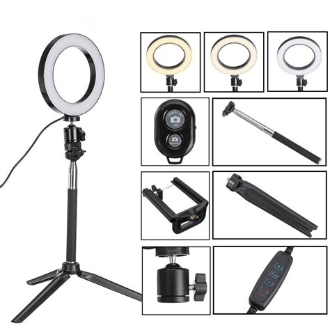 Bluetooth Tripod Selfie Stick With Led Ring Fill Light With Stand Lighting Kit For Phone Camera