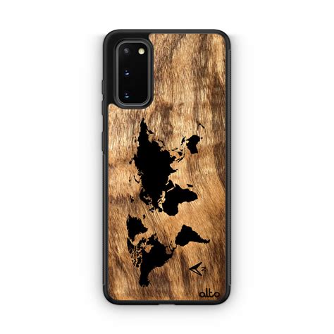 Samsung S22 S21 S20 Fe Wooden Case World Map Design Oak Wood L