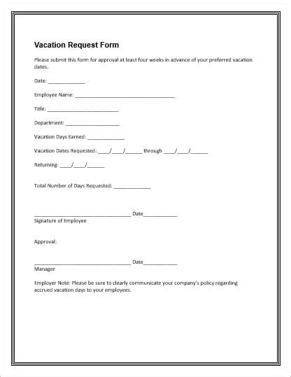 Vacation Request Sheet Hot Sex Picture