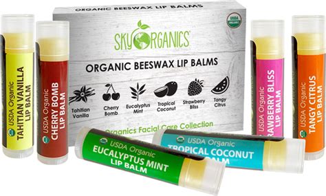 4 Pack Sky Organics Usda Organic Beeswax Lip Balms Variety Pack 6