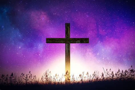 Crucifix In Purple Silhouette Stock Image Image Of Dramatic Jesus